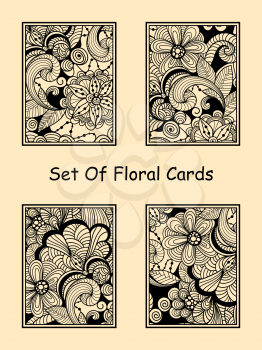 Vector Seamless Doodle Floral Cards, fully editable eps 10 file, Comic Sans Font as example