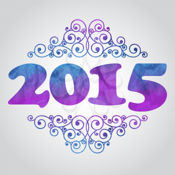 Vector  2015 watercolor background with swirls