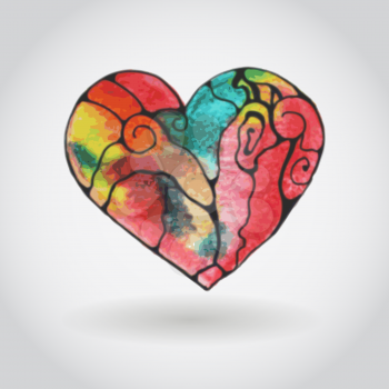 Vector Watercolor Funky Heart, Fully editable eps 10 file with transparency effects
