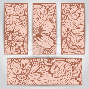4 Vector Banners with   Bizarre Flowers