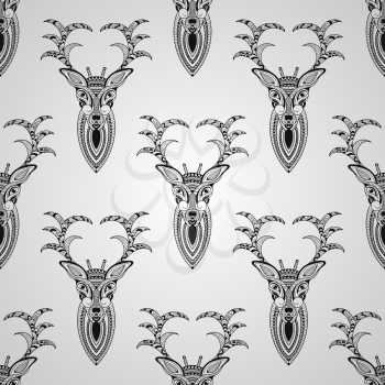 Vector Seamless Pattern with  Deers, fully editable eps 10 file with clipping masks and seamless pattern in swatch menu