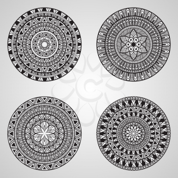 4 Vector Hand Drawn Doodle Mandalas, all brushes included, you can create your own pattern