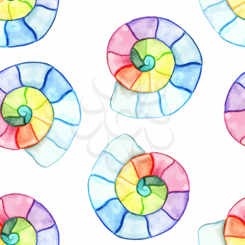 Vector Watercolor Shell Seamless Pattern