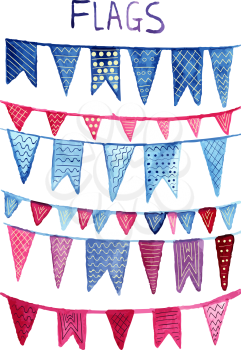 Vector Watercolor Flags with decorative patterns
