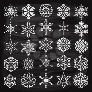 vector vintage holiday  design elements  and snowflakes, fully editable eps 10 file, chalk background with transparency effects