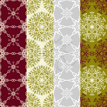 Vector seamless winter patterns with snowflakes, patterns in swatch menu