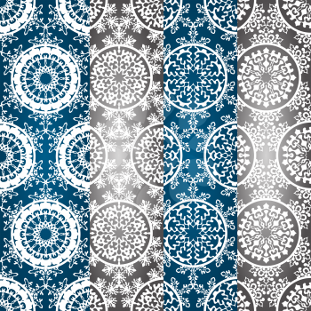 Vector Seamless Winter Patterns with Snowflakes