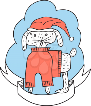 Vector Christmas Greeting Card with Bunny Owl