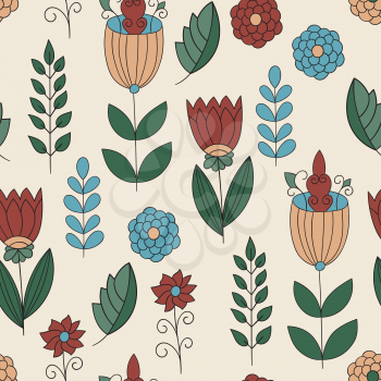 Vector Childish Seamless Floral Pattern 