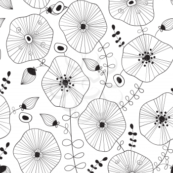 Vector Seamless Floral Doodle Pattern