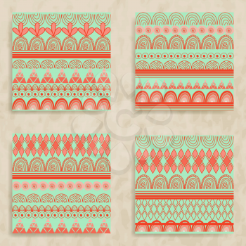 4 Vector Tribal Seamless Patterns, can be used as textile, background, wrapping paper etc