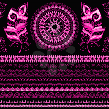 Vector seamless ethnic pattern, elements can be used separately
