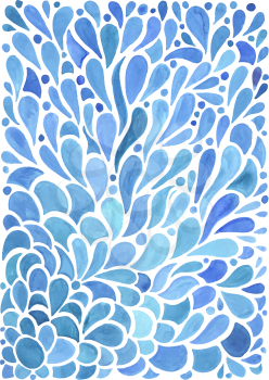 Vector Card with Watercolor Blue Floral Pattern