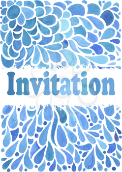 Vector Watercolor Card with Blue Floral Pattern
