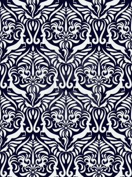 Vector Seamless Mexican Otomi Style Winter Pattern on blue