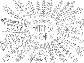 Vector Vector Happy New Year Floral Greeting