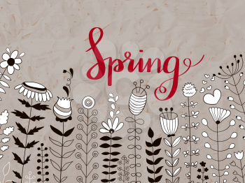 Vector Floral Pattern with Spring Red Lettering
