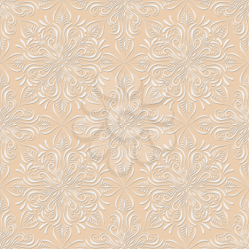 Vector Seamless Vintage Pattern on creamy  background