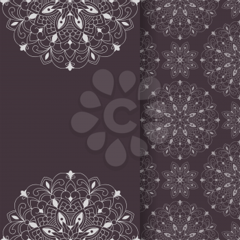Vector Invitation Template on Lacy Pattern,  dark background