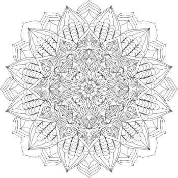 Vector Hand Drawn Mandala. Colouring Page