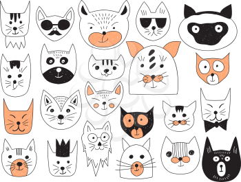 Vector Cats Collection, 22 cats' heads