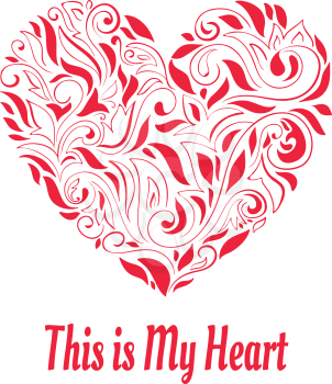 Vector Valentine's  Heart. Hand Drawn. Retro and Vintage Style