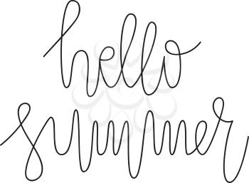 Vector Hello Summer Hand Lettering. Modern Hand Drawn Calligraphy