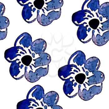 Vector Seamless Watercolor Spring Pattern with Flowers. Best for wrapping paper, cards or textile 