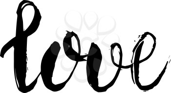 Vector Hand Drawn Lettering. Grungy dry brush style. Love