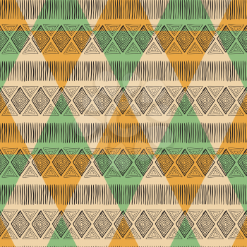 Vector Seamless Ethnic Tribal Pattern. Creative Colorful Geometric Pattern