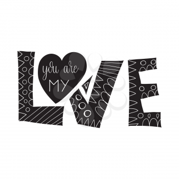 Love vector illustration. Hand Drawn Doodle style.