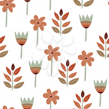 Vector floral  seamless Pattern. Scandinavian style. Summer bright design