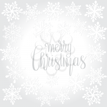 Vector  winter background with snowflakes and merry christmas lettering