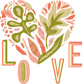 Vector Love Composition with  heart and floral pattern