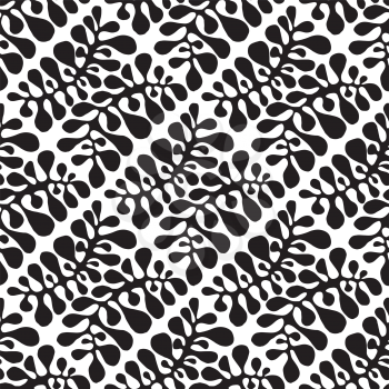 Vector Seamless Floral Pattern. Hand drawn by ink and brush. Japanese style