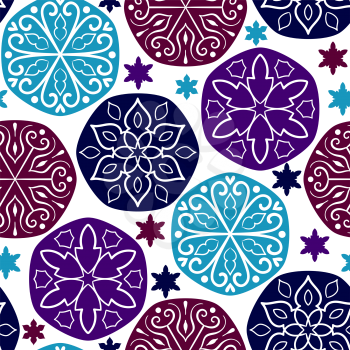 Vector Seamless Pattern with winter snowflakes