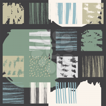 Vector Seamless Abstract Pattern. Grungy  Hand Drawn Collage.