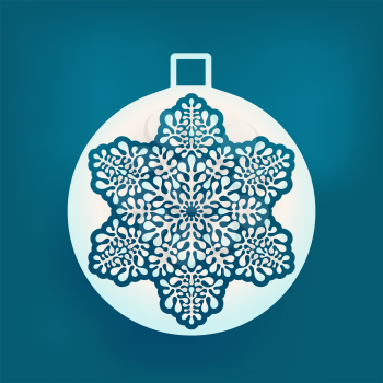 Vector Christmas  Winter Fir Tree Decoration. Snowflake Ball