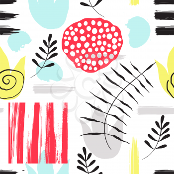 Vector Seamless Collage Pattern. Abstract Background. Modern Fashion Style. Bright summer tropical design