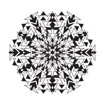 Vector Geometric Ornamental Mandala Design on White. Colouring Page