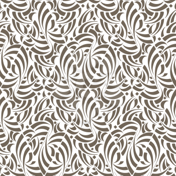 Vector Seamless Pattern with Calligraphic Ornament. Hand Drawn Modern Digital Calligraphy