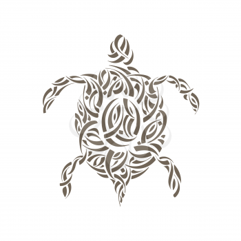 Vector Calligraphic Hand Drawn Turtle. Hand Drawn Modern Digital Calligraphy