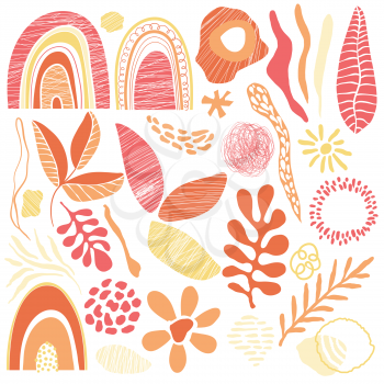 Vector Fantastic Plants. Spring Design Elements. Original Design for Wallpaper, Pattern, Print, Card etc