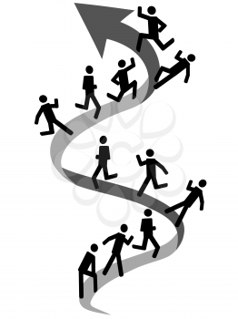 Royalty Free Clipart Image of People Moving Up
