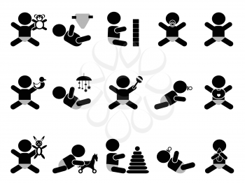 Royalty Free Clipart Image of Babies Playing With Toys