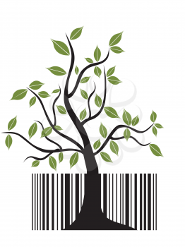 Royalty Free Clipart Image of a Bar Code With a Tree