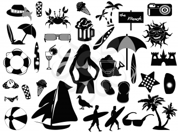 Royalty Free Clipart Image of Beach Icons