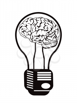 Royalty Free Clipart Image of a Brain in a Light Bulb