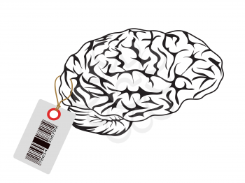 Royalty Free Clipart Image of a Brain With a Bar Code