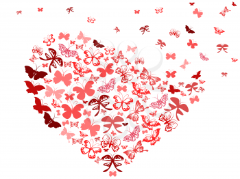 Royalty Free Clipart Image of Butterflies Forming a Heart